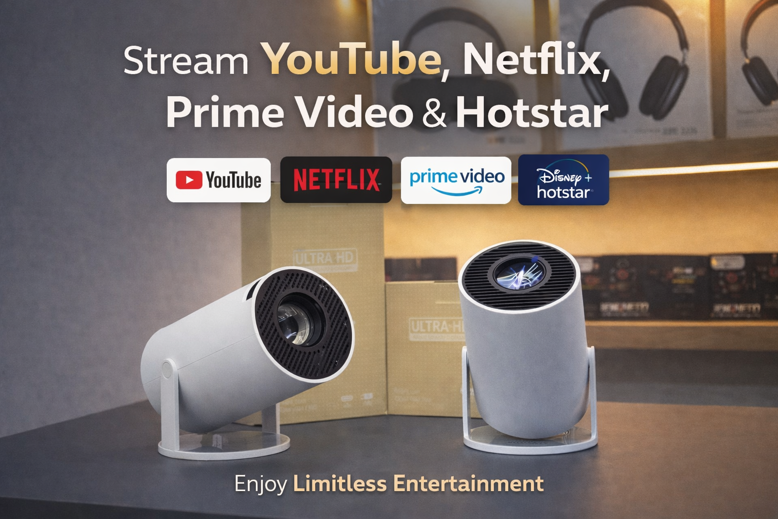 Smart Android Projector – Up to 4K Support